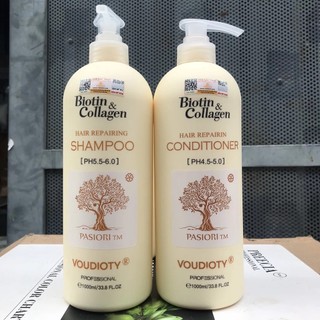 DẦU GỘI DẦU XẢ XẢ BIOTIN COLLAGEN PHỤC HỒI NHANH MỌC TÓC (MÀU VÀNG) 1000mL