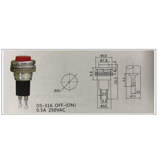 Nút Nhấn Nhả - Nút Đề - Nút Reset 10mm DS-316
