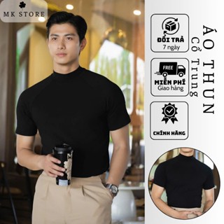 Áo Thun Body 4 Mùa Cổ Cao D.Men's, Áo Cổ Lọ Nam Màu Đen Co Dãn 8 Chiều