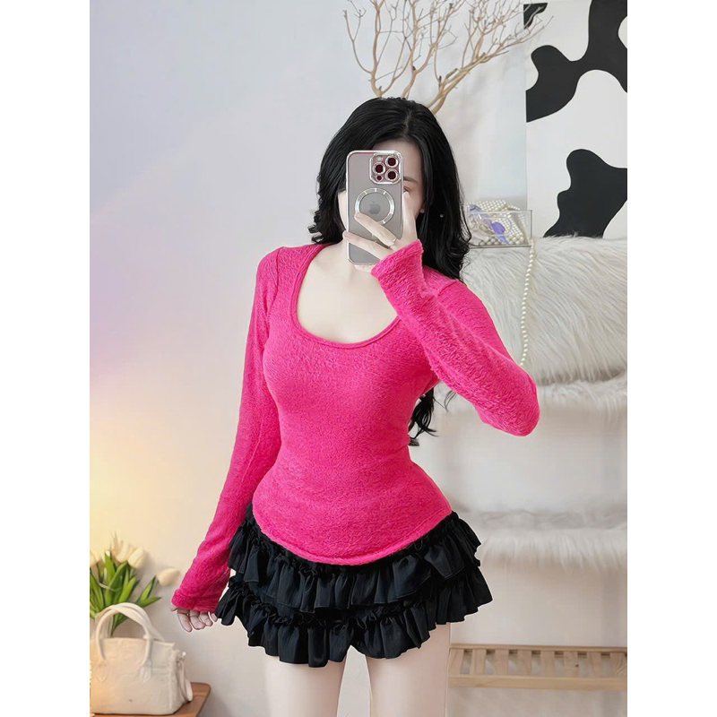 Áo lông thu đông nữ tay dài lông thỏ siêu mềm mịn mặc thoải mái hàng đẹp hình shop chụp