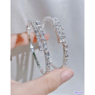 ❤️SẴN❤️  Vòng tay lắc tay bản chéo phay bạc xi bạch kim siêu sáng cz thuỵ sĩ