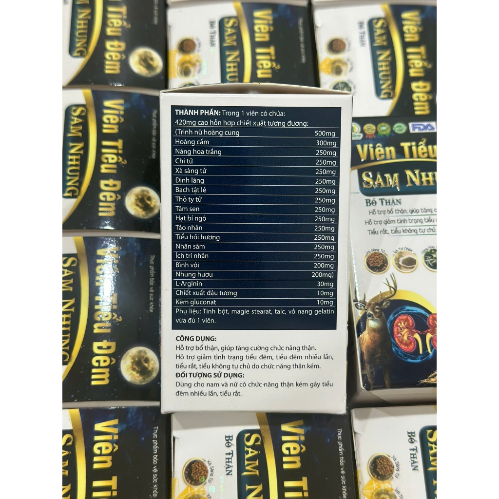 Viên Tiểu Đêm Sâm Nhung Bổ Thận - Giảm tình trạng tiểu đêm, tiểu rắt, bổ sung chức năng thận (Lọ 30v)