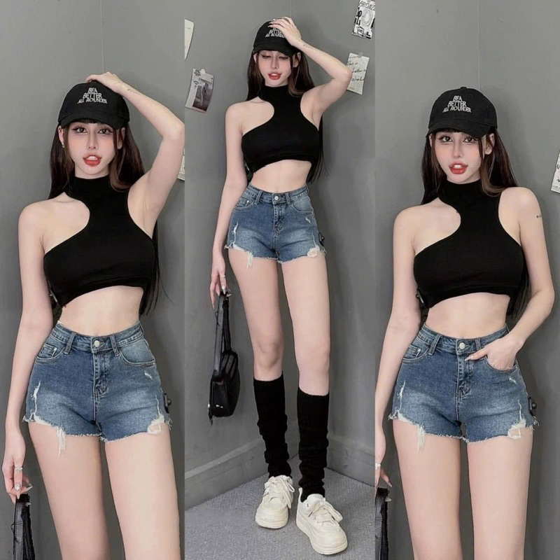 Áo thn kiểu cổ lọ khoét vai sâu siêu cá tính