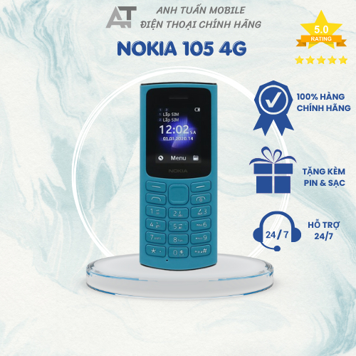 (CHÍNH HÃNG) ĐIỆN THOẠI NOKIA 105 4G TA-1375,2 SIM 2 SÓNG 4G,THIẾT KẾ THON GỌN (BẢO HÀNH 12 THÁNG TẶ