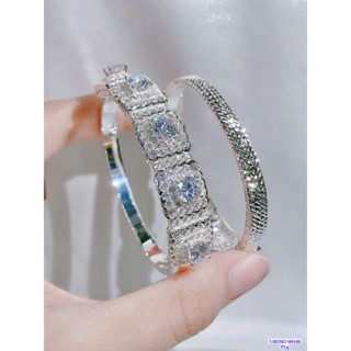 ❤️SẴN❤️  Vòng tay lắc tay vuông tấm bạc xi bạch kim siêu sáng cz thuỵ sĩ