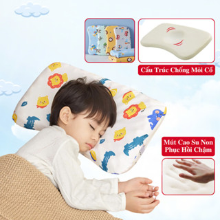 Gối Cao Su Non Chống Mỏi Cổ Trẻ Em Dày 3cm, Gối Ngủ Công Thái Học Trẻ Em Cho Bé Trai Bé Gái KooKoo