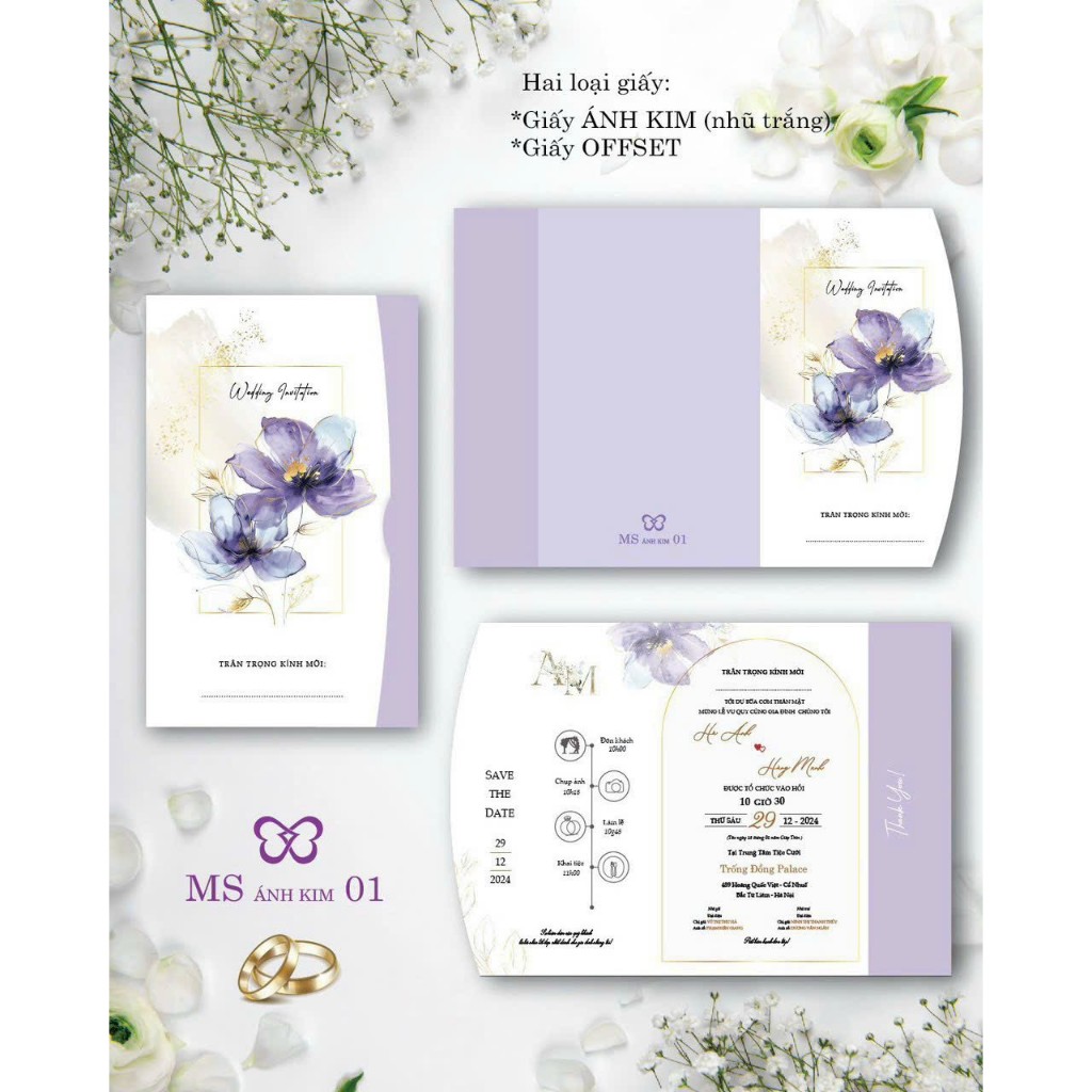 THIỆP CƯỚI HOÀNG KIM - MS ÁNH KIM 01 - RẺ ĐẸP - Đã bao gồm in nội dung (Vui lòng ib nội dung)