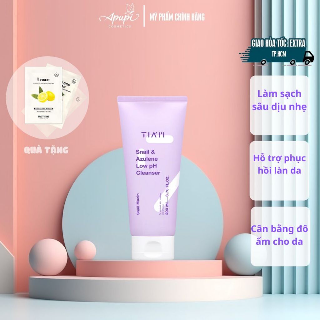 Sữa Rửa Mặt TIAM Snail & Azulene Low PH Cleanser 200ML