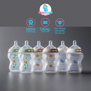 (Mẫu mới) Set 6 bình sữa Tommee Tippee PP, size 260ml, họa tiết Nhím Vịt Sên kèm van tiệt trùng lò vi sóng