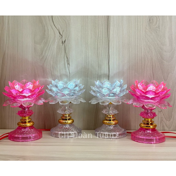 Đèn hoa sen đổi màu (1 cặp) - Đèn bàn thờ hoa sen LM01,LM02,LM03