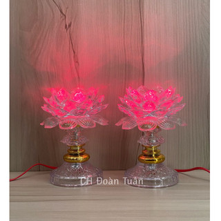 Đèn hoa sen đổi màu (1 cặp) - Đèn bàn thờ hoa sen LM01,LM02,LM03