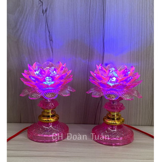 Đèn hoa sen đổi màu (1 cặp) - Đèn bàn thờ hoa sen LM01,LM02,LM03