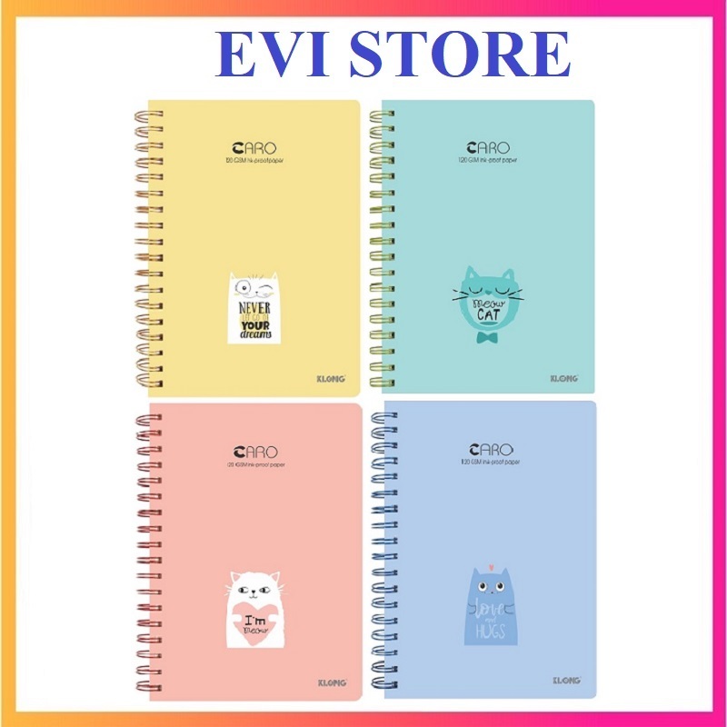 Sổ lò xo Caro 200 trang B5 Klong 297 - Sổ caro màu pastel Klong MS297