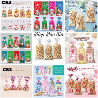  Túi đựng quà bánh kẹo Noel set 50 cái nhiều mẫu tặng dây kẽm 