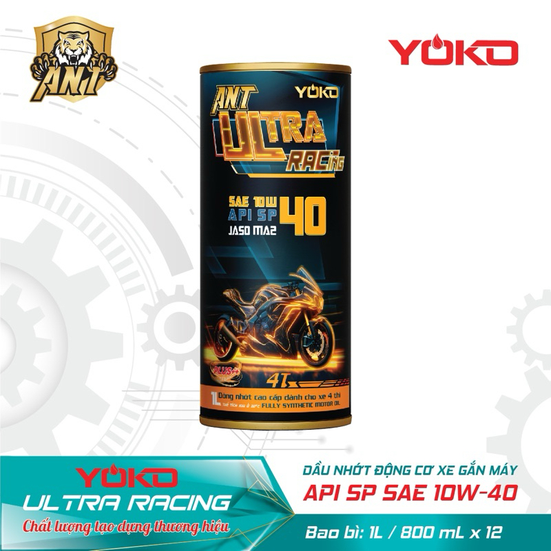 Dầu Nhớt Xe Máy Tổng Hợp Cao Cấp  YOKO ULTRA RACING 10W40 SP 1 lít cho mọi loại xe côn tay,xe ga, xe
