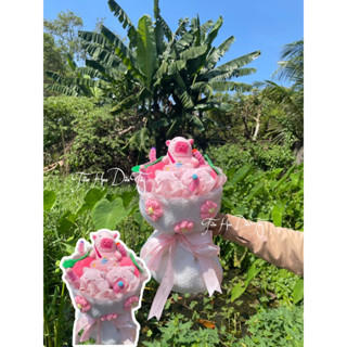   HOẢ TỐC  BÓ HOA GẤU BÔNG VẢI LÔNG  - VẢI DẠ TWEED TẶNG TÚI + ĐÈN + THIỆP cực dethuong 