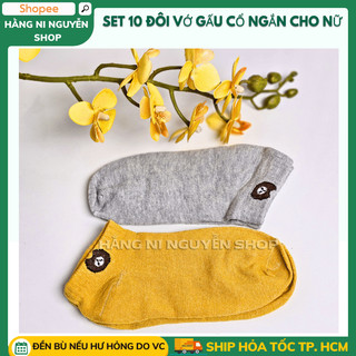 set 10 đôi vớ gấu nhiều màu cổ ngắn cho nữ Hàn Quốc