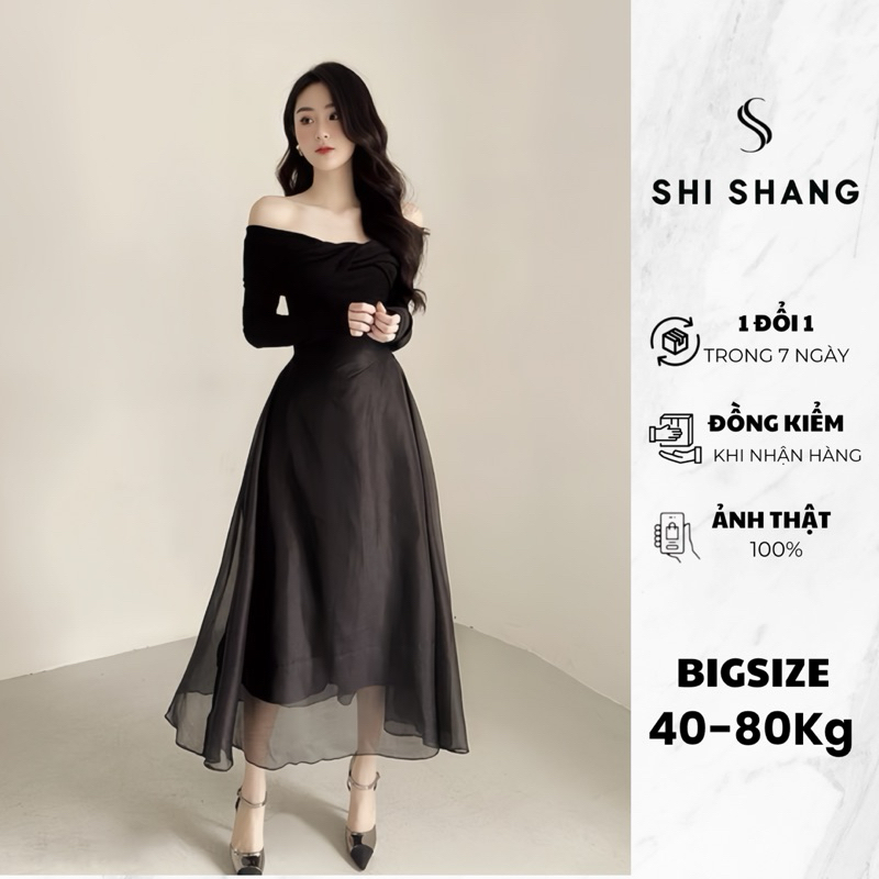 Set thiết kế Bigsize, set áo nhũ kim sa kèm chân váy cạp cao SIẾT EO Shi Shang
