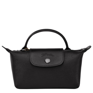  CHÍNH HÃNG - MINI SIZE - TÚI LONGCHAMP LE PLIAGE CITY POUCH WITH HANDLE - BLACK - Canvas - Túi xách màu đen chất da 