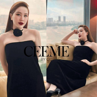 Tulip Dress - Đầm nhung suông ống kèm hoa đính kết CEEME