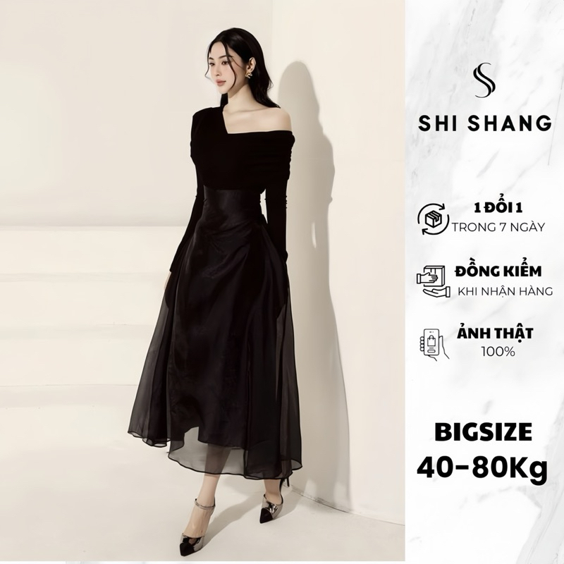 Set thiết kế Bigsize, set áo nhũ kim sa kèm chân váy cạp cao SIẾT EO Shi Shang | BigBuy360 - bigbuy360.vn