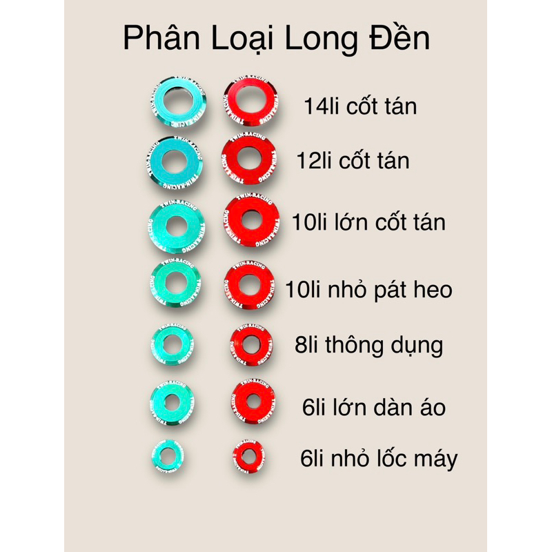 Long Đền Nhôm Twinracing ( Xanh Đỏ )