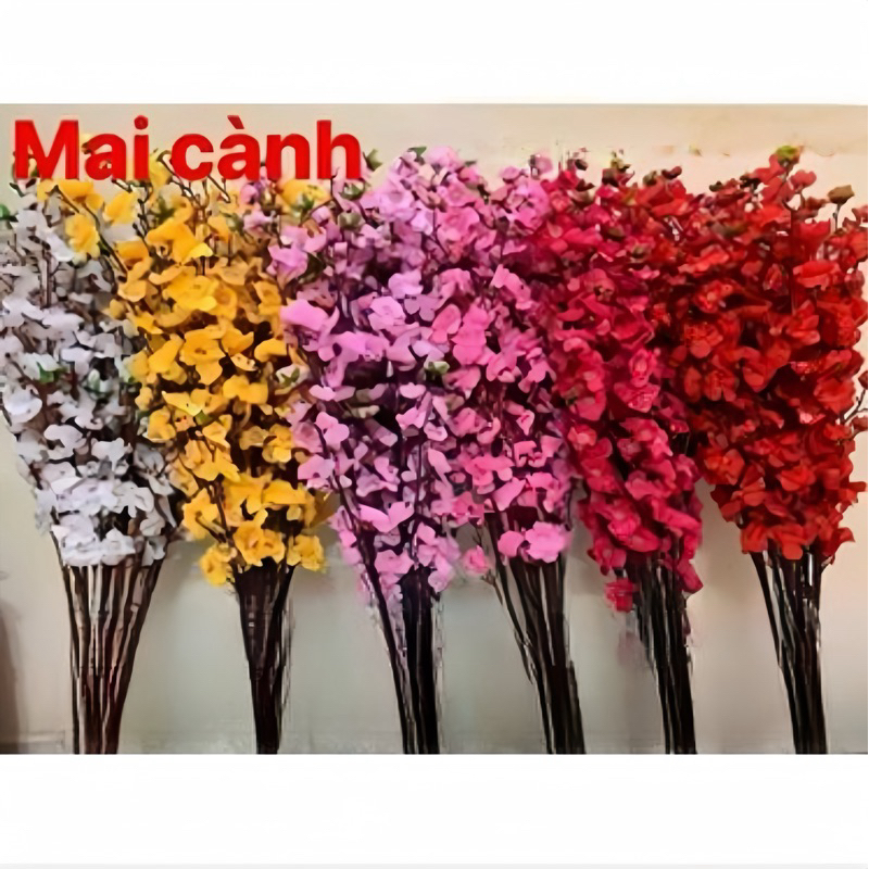 {Combo 5 } Cành Hoa Mai giả, Cành Hoa Anh Đào giả Giá Sỉ