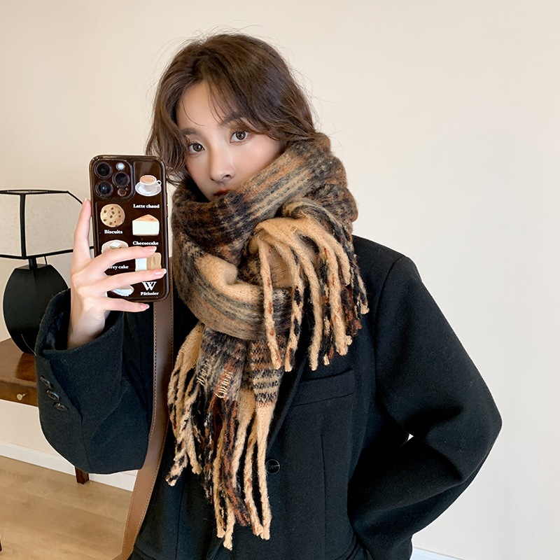 KHĂN CHOÀNG BÔNG CỔ LEN LÔNG MỊN SIÊU ẤM HỌA TIẾT CARO PHỐI MÀU ĐA DẠNG PHONG CÁCH HÀN QUỐC MÙA ĐÔNG | BigBuy360 - bigbuy360.vn