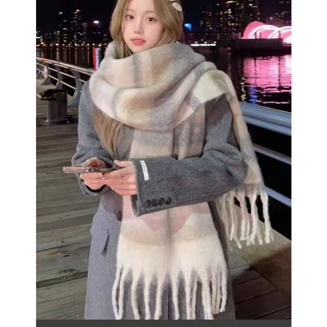 KHĂN CHOÀNG BÔNG CỔ LEN LÔNG MỊN SIÊU ẤM HỌA TIẾT CARO PHỐI MÀU ĐA DẠNG PHONG CÁCH HÀN QUỐC MÙA ĐÔNG | BigBuy360 - bigbuy360.vn