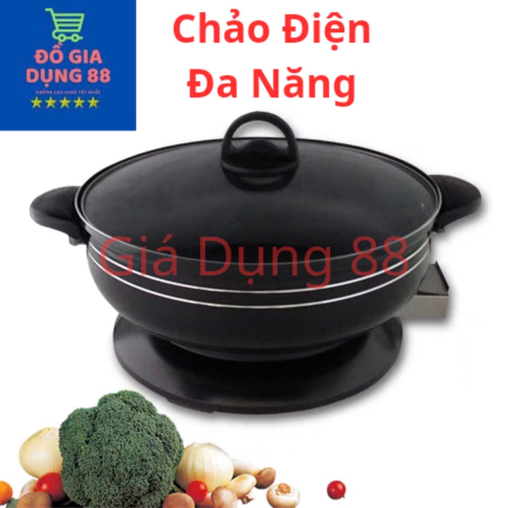  Chảo điện đa năng chống dính Đa Năng Nồi lẩu điện   Bảo hành 12 tháng   