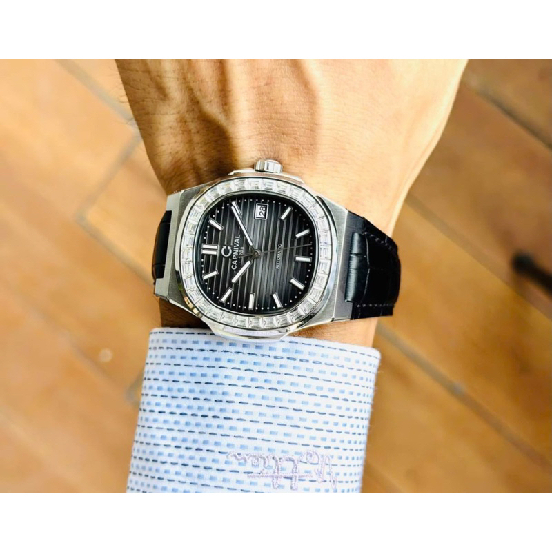 [Chính Hãng 100%] Đồng Hồ Nam Carnival Nautilus 8108G (8108) (Viền Đá) Máy Cơ (Automatic)Japan Siz 4