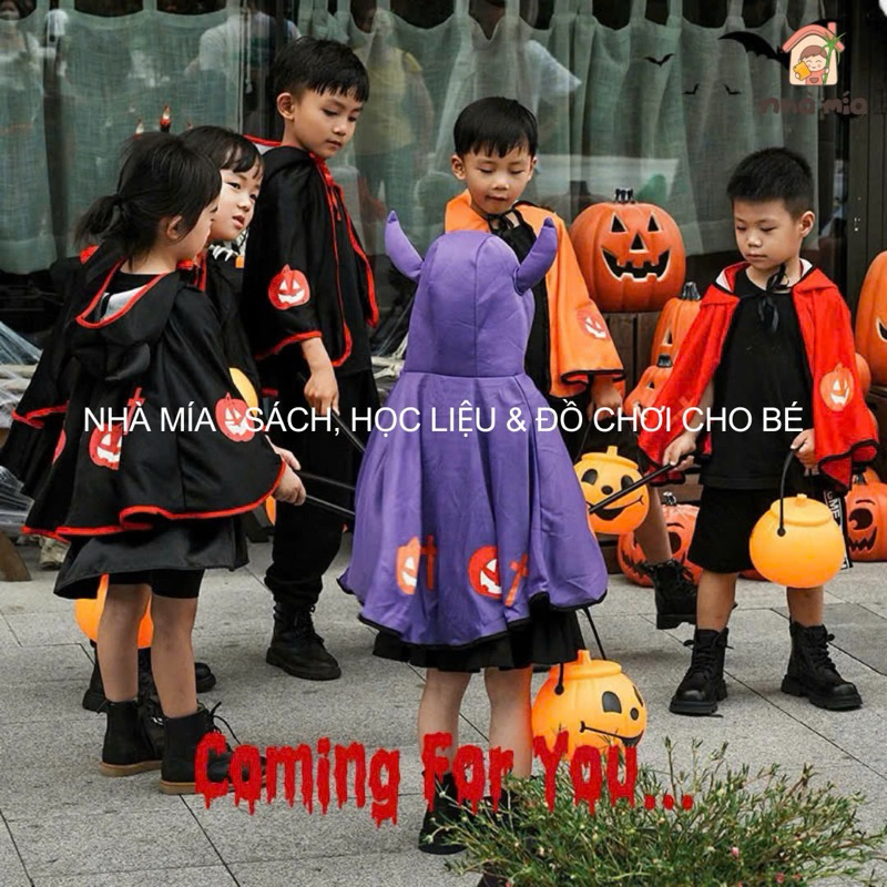 Áo choàng phù thuỷ kèm mũ cho bé hoá trang halloween nhiều màu sắc