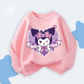  Sweater Thu Đông Cho Bé Từ 10-60kg Chất Vải Nỉ Cotton Ấm Áp Hình Kuromi Trái Tim Tím Int Girl  M 90  