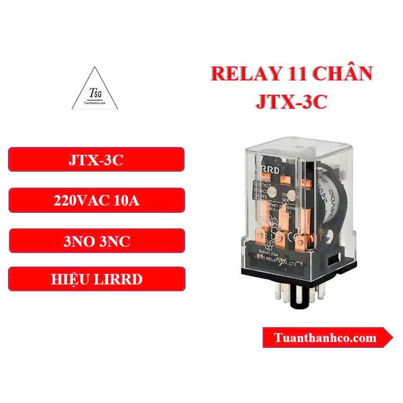[LOẠI TỐT] Rơle Relay 11 Chân JTX-3C JTX3C 220VAC Hiệu LIRRD