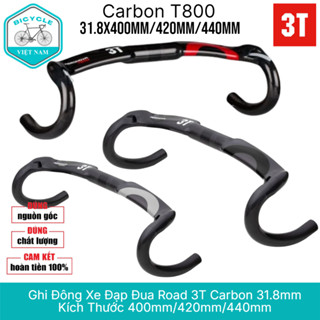 Ghi Đông Xe Đạp Đua Road 3T Carbon 31.8mm - Kích Thước 400mm/420mm/440mm