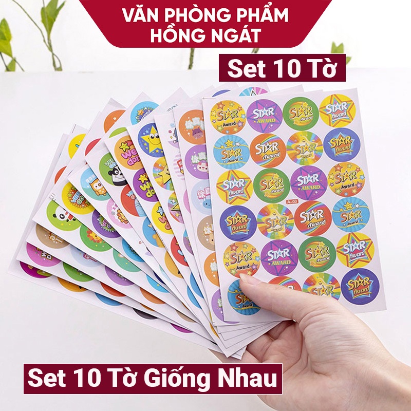  Sticker khen thưởng học sinh dán sổ cute dễ thương giá rẻ sticker tiếng anh đồ dùng học tập văn phòng phẩm STK02 