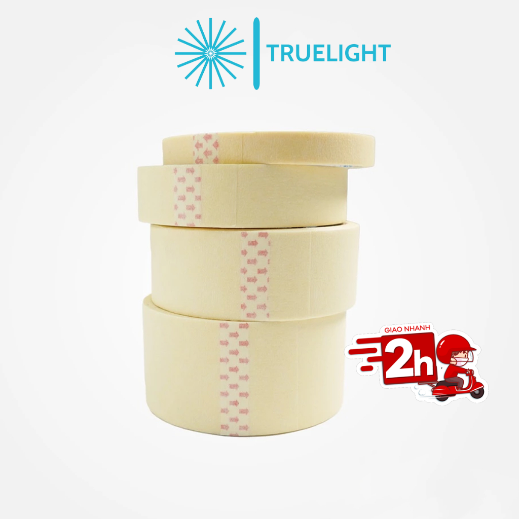 Combo 5 Cuộn Băng Keo Giấy Nhám 5 cm - 2.5 cm - 1.2 cm Băng Dính Giấy  chất keo dính chắc, viết chữ