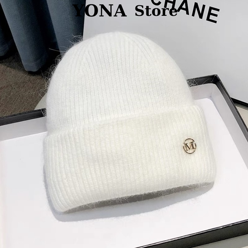 Mũ len nữ, nón len nữ trùm đầu mùa đông lót nỉ YONA mũ beanie kiểu dáng thời trang Hàn Quốc
