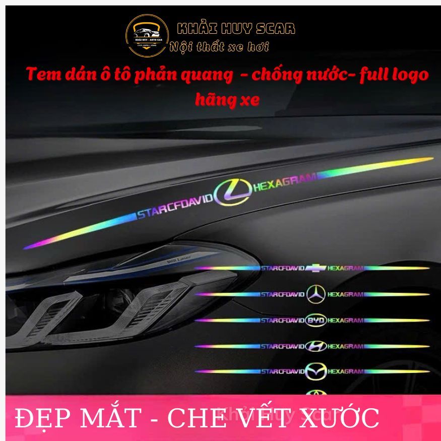 Tem Dán Xe Ô Tô Phản Quang Màu Laser, Decal Dán Ô Tô Chất Liệu Chống Nước, Đề Can Dán Logo Các Hãng Xe - Khải Huy Scar