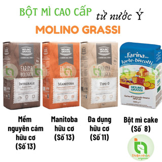 Bột Mì Hữu Cơ MOLINO GRASSI Bột Làm Bánh Manitoba, Cake, Đa Dụng, Nguyên Cám 1kg