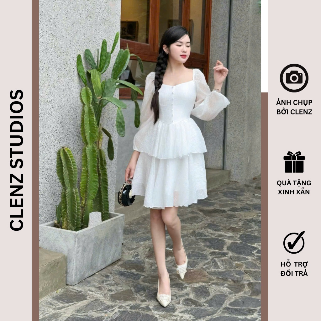 [ Clenz - Váy thiết kế cao cấp ] Đầm tiểu thư tay dài D11