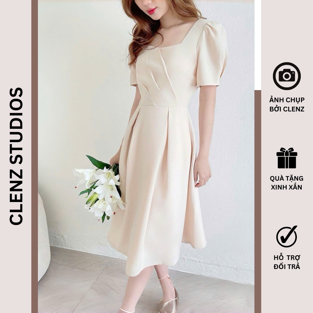 [ Clenz - Váy thiết kế cao cấp ] Đầm tiểu thư dáng dài dự tiệc dạo phố D09