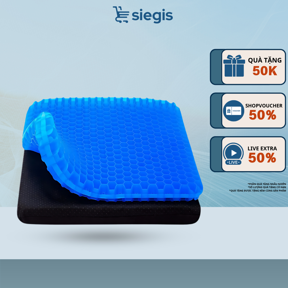 Đệm ngồi 2 Lớp 3D Silicon SIEGIS Cao Cấp Thoáng Khí, Đệm Ngồi Silicon Văn Phòng Thoải Mái