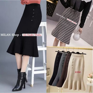 Chân váy len đuôi cá dài các kiểu style