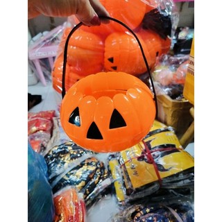 Giỏ bí đẹp đưng kẹo halloween 19cm , màu cam