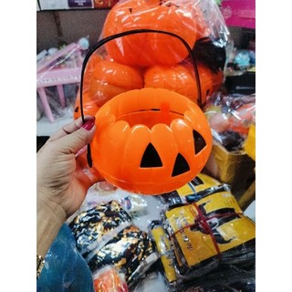 Giỏ bí đẹp đưng kẹo halloween 19cm , màu cam