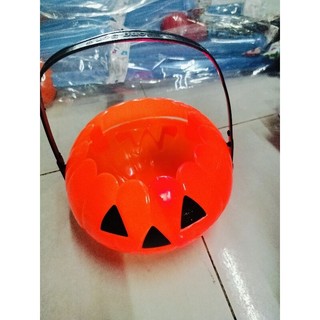 Giỏ bí đẹp đưng kẹo halloween 19cm , màu cam