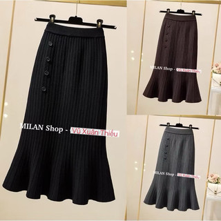 Chân váy len đuôi cá dài các kiểu style