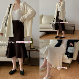 Chân váy len đuôi cá dài các kiểu style