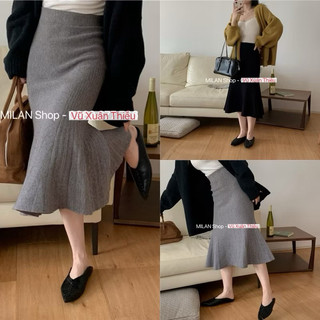 Chân váy len đuôi cá dài các kiểu style